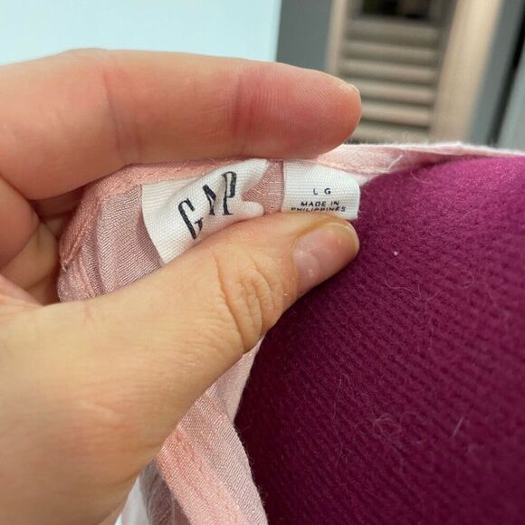 GAP Cotton Pink Ruffle trim Blouse sz L - Picture 3 of 6